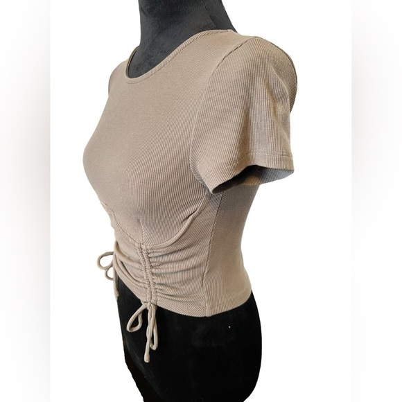 Princess Polly Stormi Crop Top Khaki Green Size 4 Cinch Bottom Wired - Picture 3 of 10